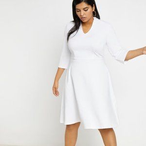 White V-neck A-line dress